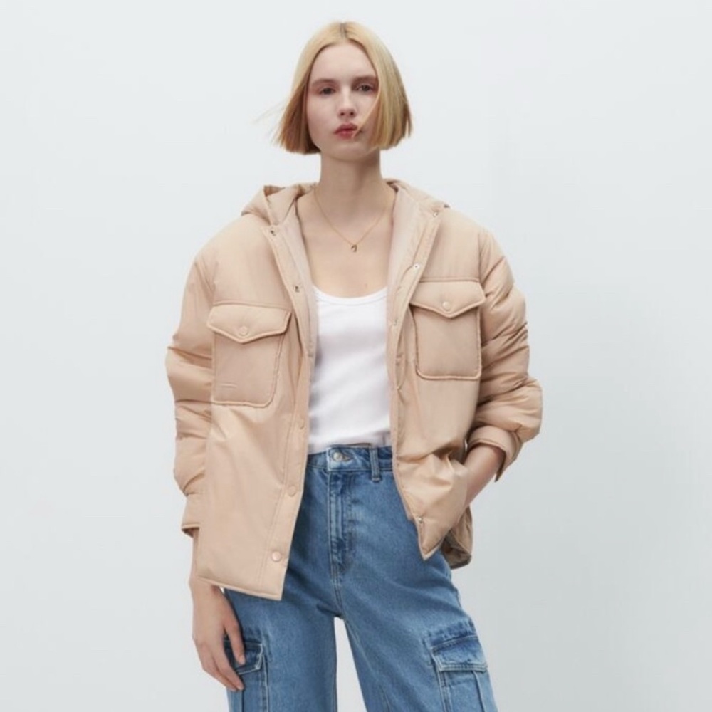 Zara // Puff Hooded Shacket